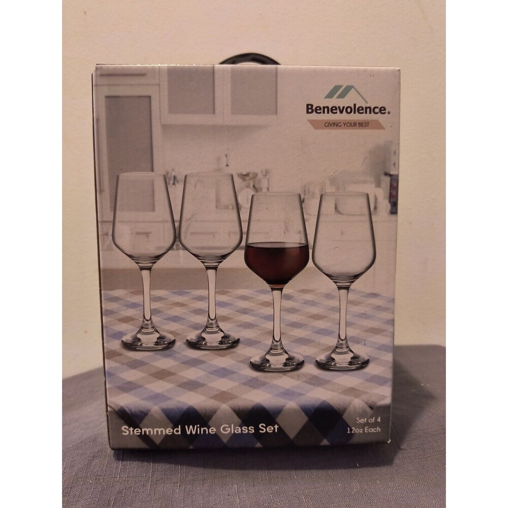 Stemmed Wine Glass Set of 4 for Wedding, Housewarming, Anniversary, 12 oz each